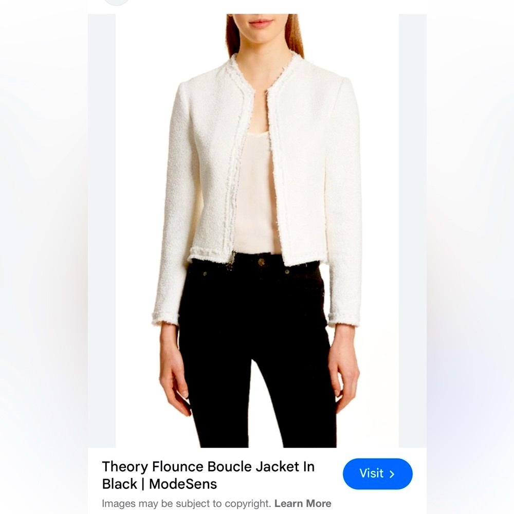 RUNS SMALL Theory White Boucle Jacket